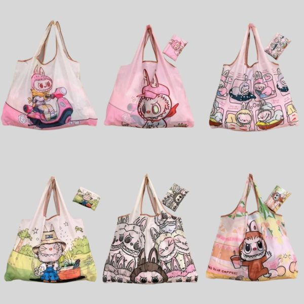 cartoon Labubu foldable eco-friendly shopping bag